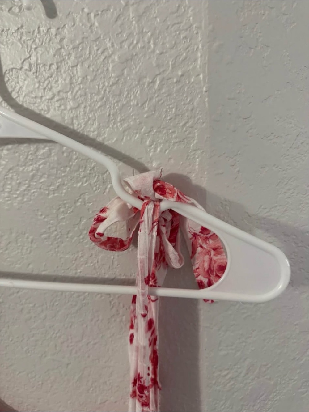 Floral Tie-Shoulder Mini Dress in White with Red Rose Print - Picture 4 of 4